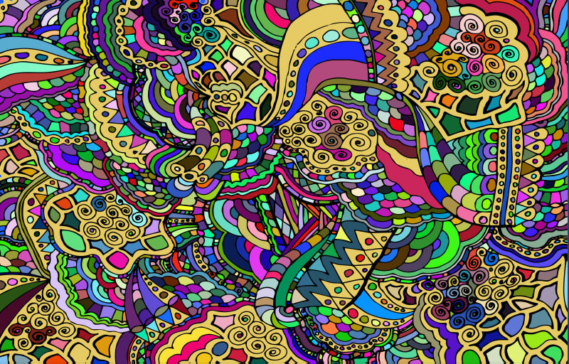 抽象矢量彩色涂鸦元素设计背景