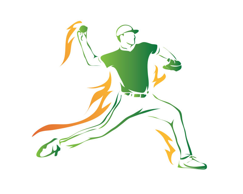 抽象矢量棒球运动主题平面插图设计