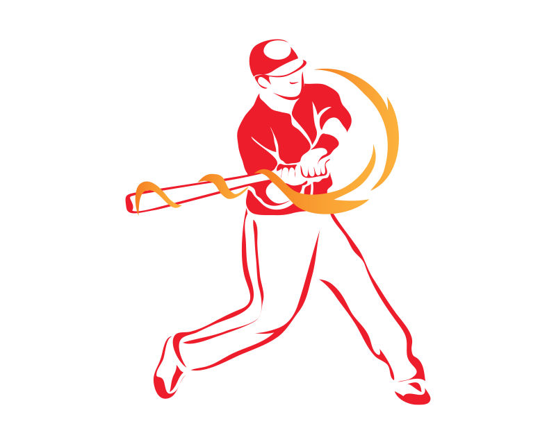 创意矢量红色棒球运动插图设计