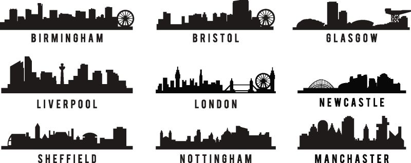 创意矢量各国城市建筑剪影插图设计