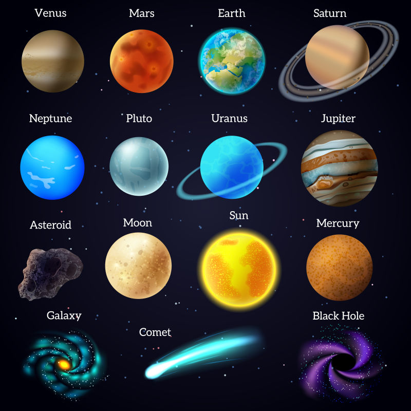 创意矢量现代太阳系行星设计元素