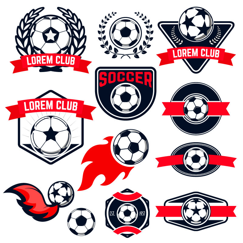 抽象矢量足球标志平面设计