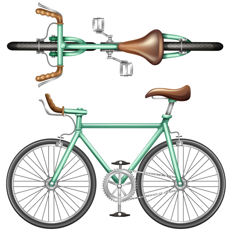 抽象矢量现代手绘绿色自行车插图设计