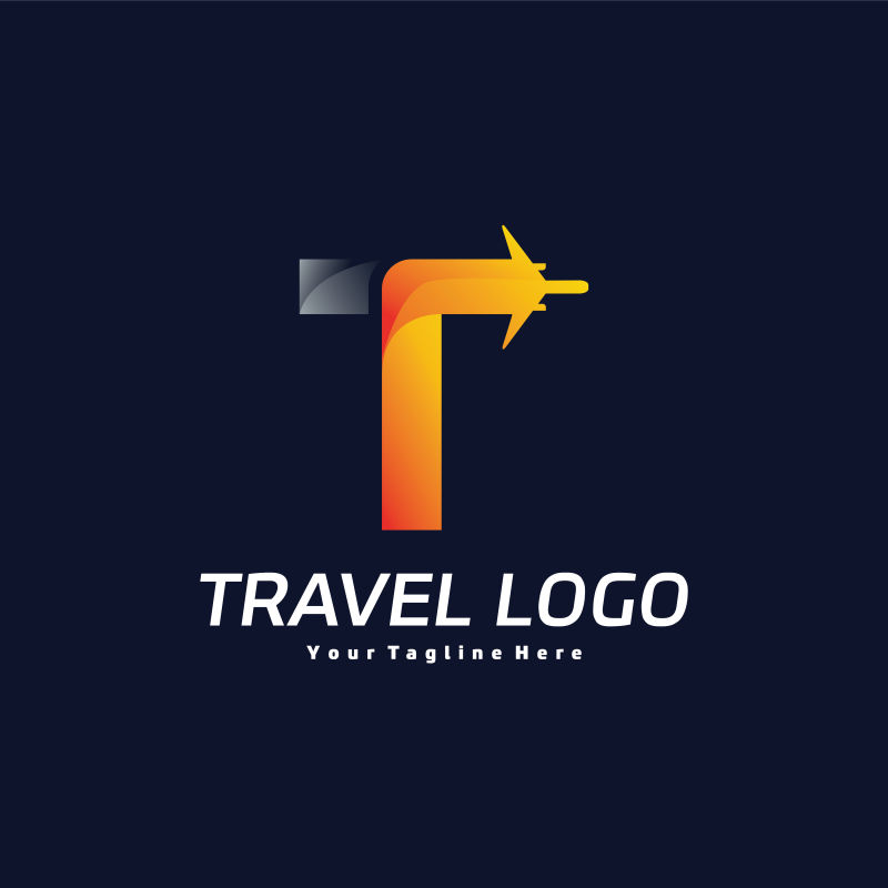 矢量字母t元素的旅游标志设计