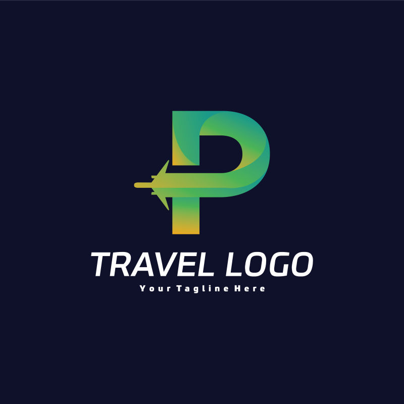 创意矢量字母p元素的旅游标志设计