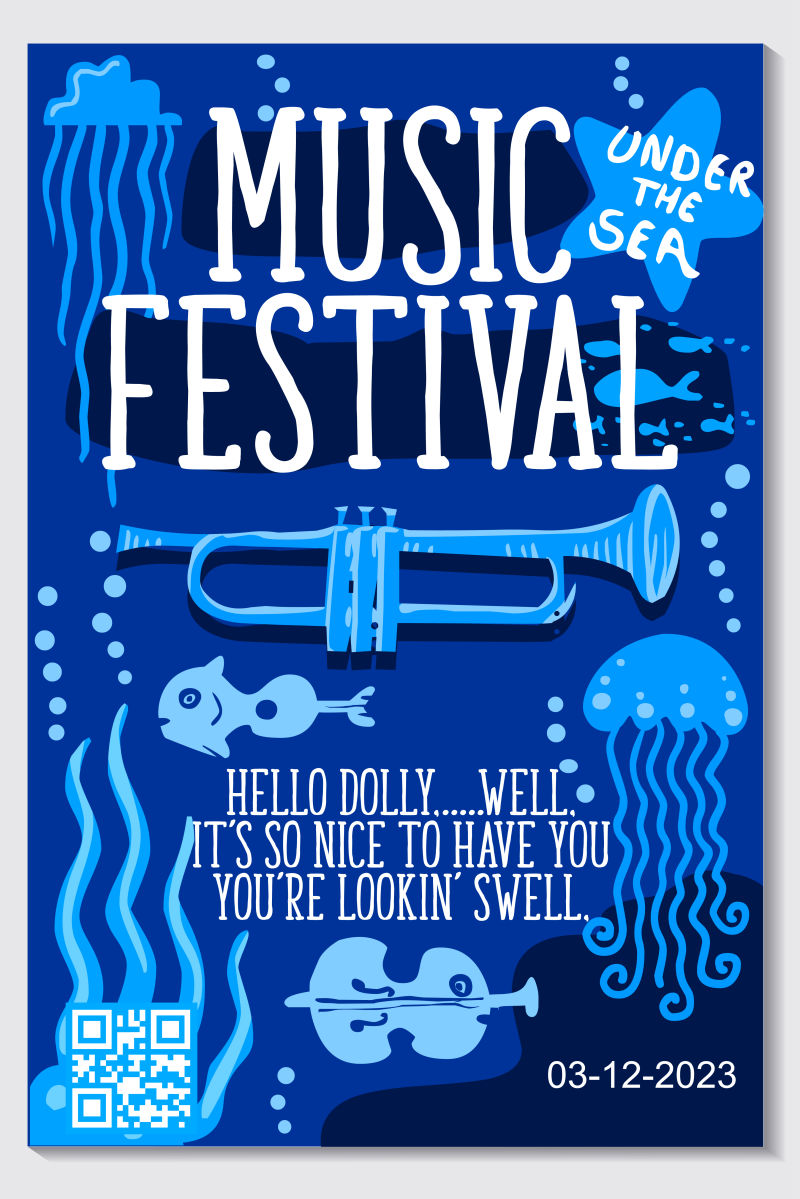 抽象矢量现代蓝色主题的音乐节海报设计