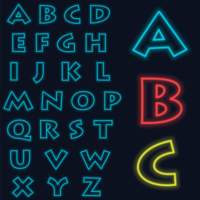 抽象矢量彩色霓虹灯字母设计
