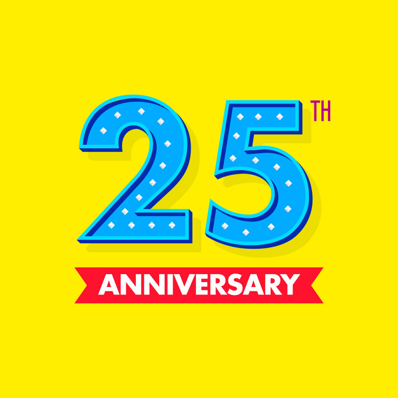 抽象矢量现代时尚黄蓝色25周年庆背景