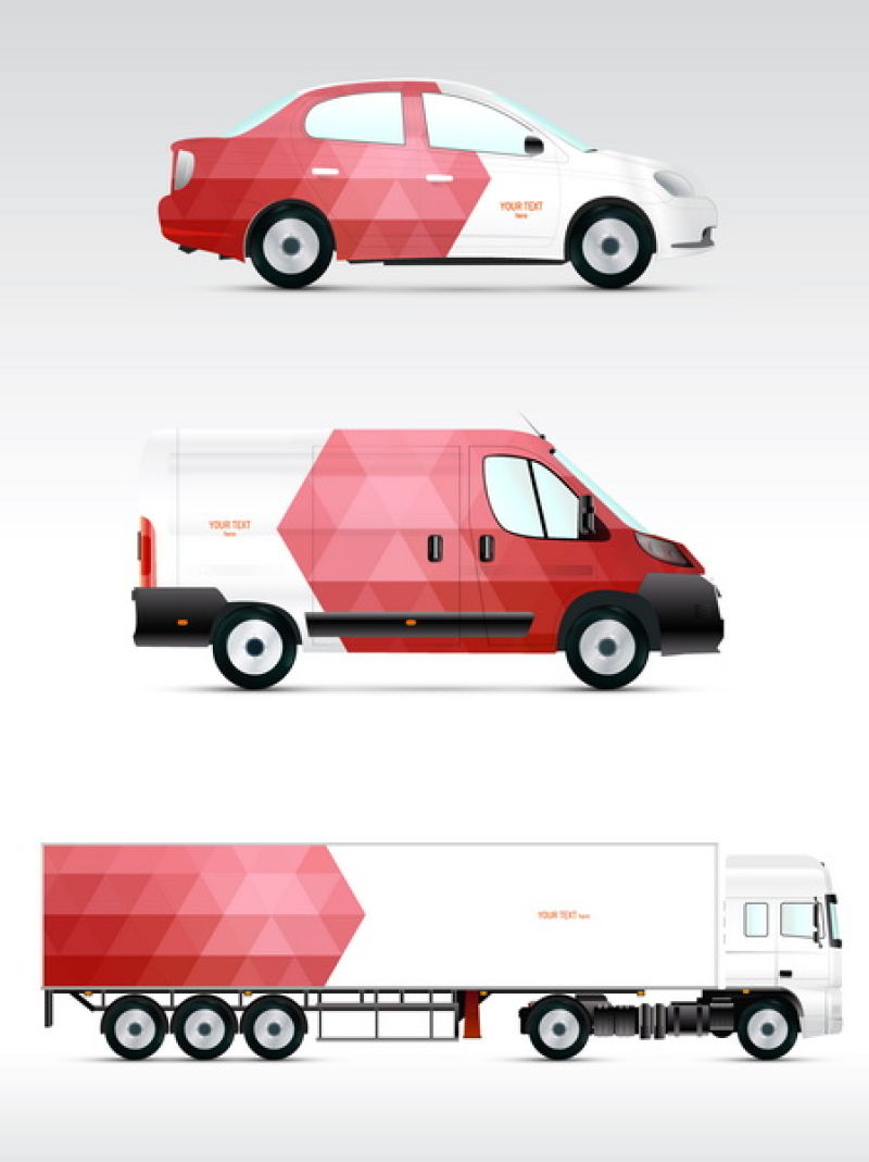 模型白色巴士-运输设计模板集-品牌广告-商业和企业形象