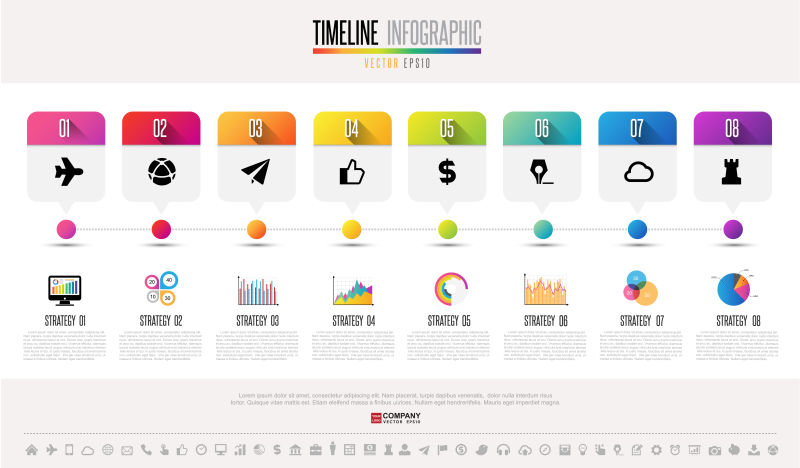 矢量抽象现代彩色创意商业信息图表设计