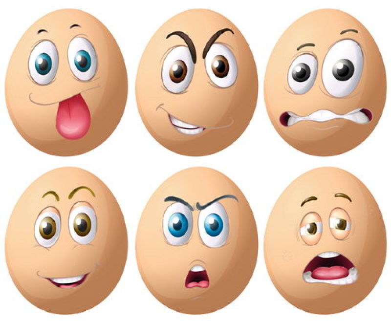 抽象矢量卡通不同表情的鸡蛋插图设计
