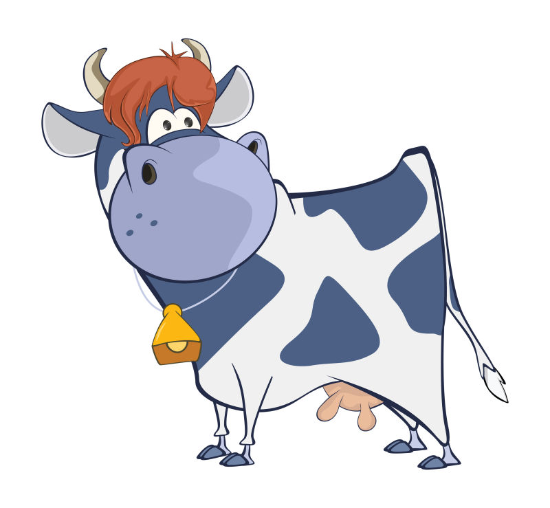 抽象矢量可爱的奶牛插图设计