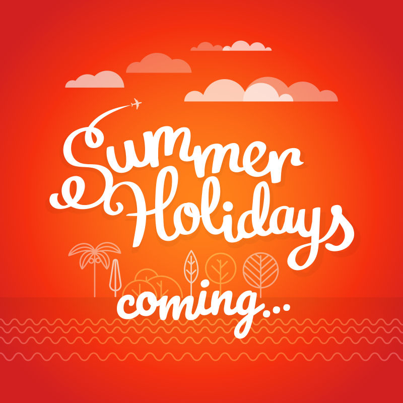 夏季旅行矢量插图暑假来临的概念