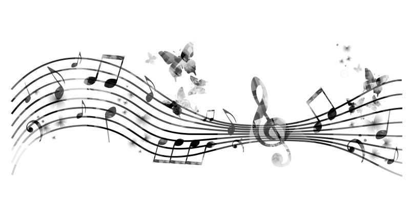 用音乐音符和蝴蝶隔离矢量插图海报宣传册横幅传单音乐会音乐节的音乐背景