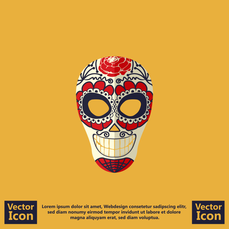 抽象矢量现代墨西哥风格的民族部落面具设计
