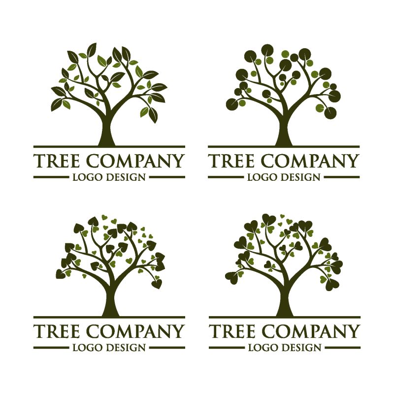 创意矢量单色绿树元素标志设计