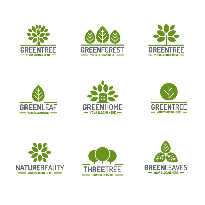 矢量现代绿叶元素创意标志平面设计