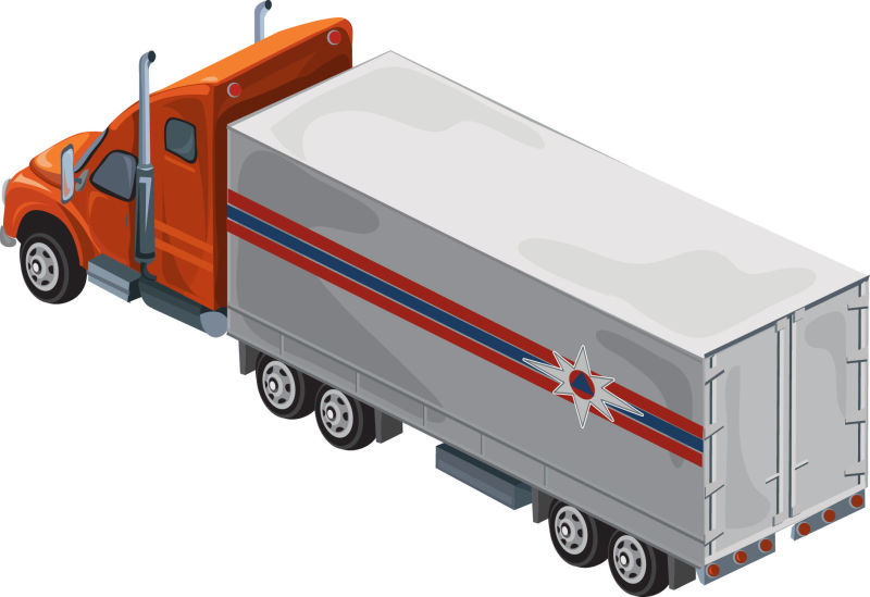 抽象矢量现代红色运输卡车设计插图