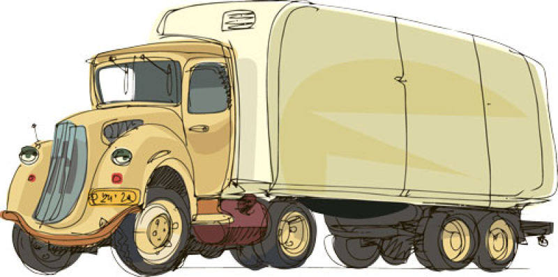 抽象矢量手绘运输卡车插图