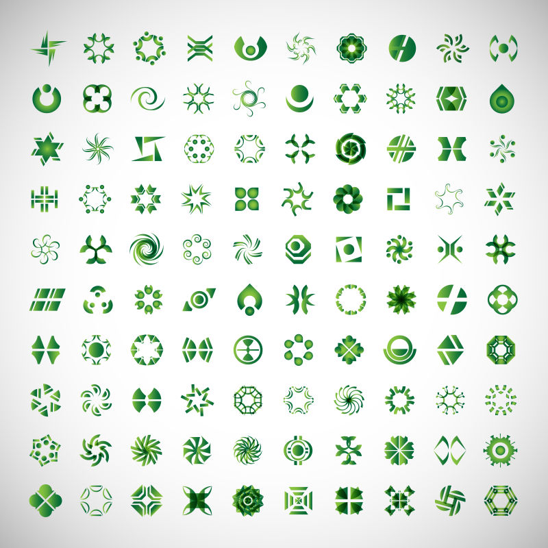 抽象矢量绿色圈形图标设计