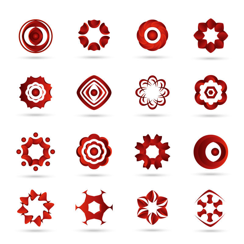 抽象矢量红色圈形图标设计