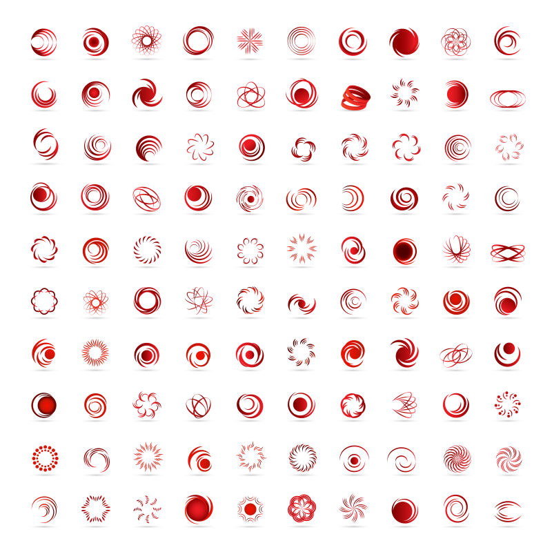 抽象矢量红色主题简易图标设计