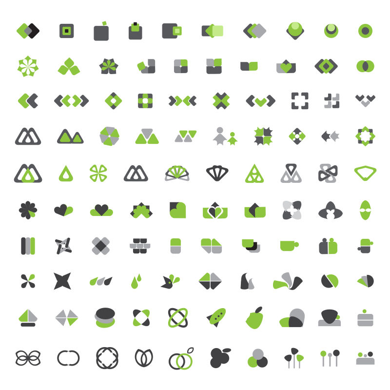 抽象矢量现代黑色绿色图标设计
