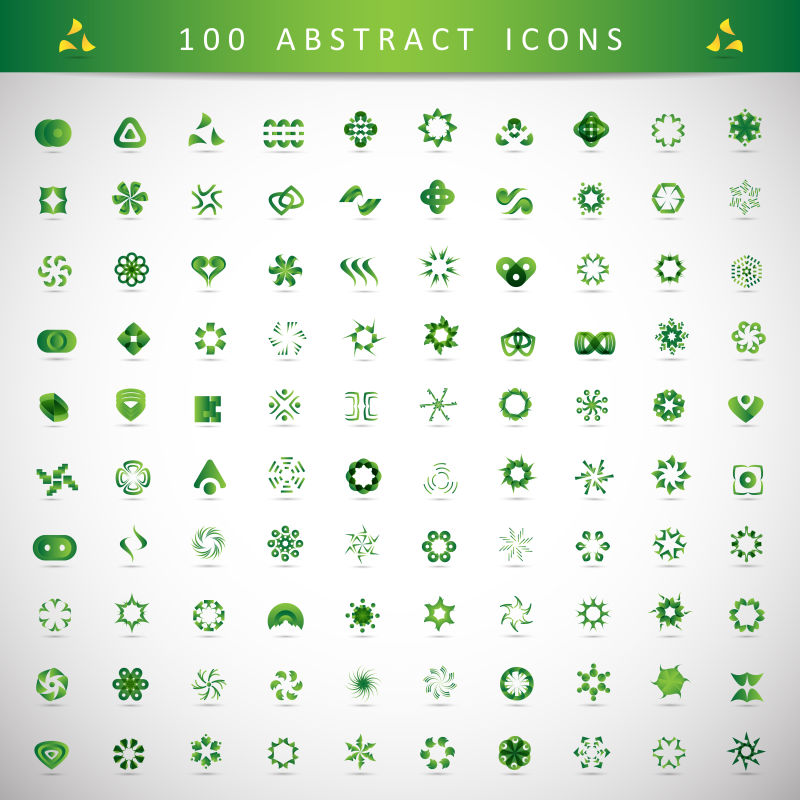 抽象矢量绿色抽象简易图标设计