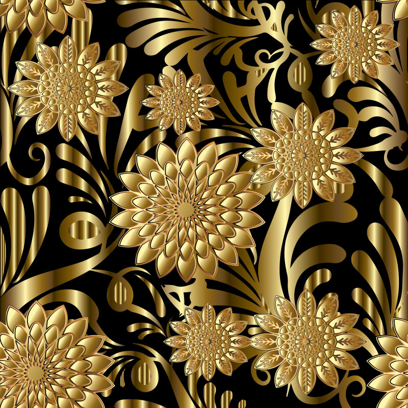 矢量金色花卉元素装饰背景
