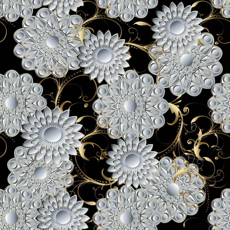 抽象矢量现代银色花卉元素背景设计