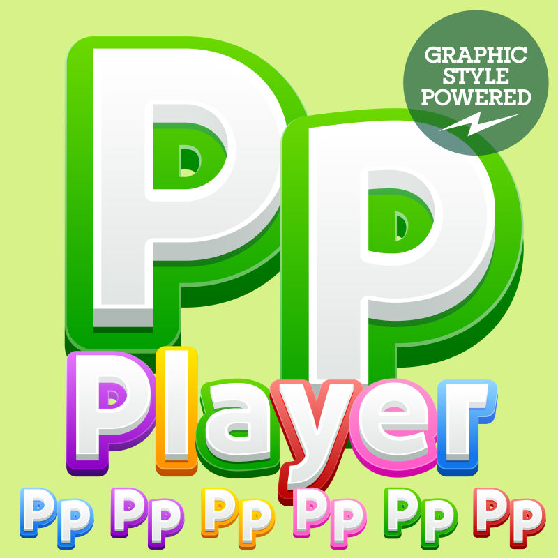 矢量可爱的儿童字母表集-包含不同的图形样式-字母p