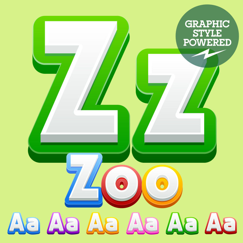 矢量可爱的儿童字母表集-包含不同的图形样式-字母Z