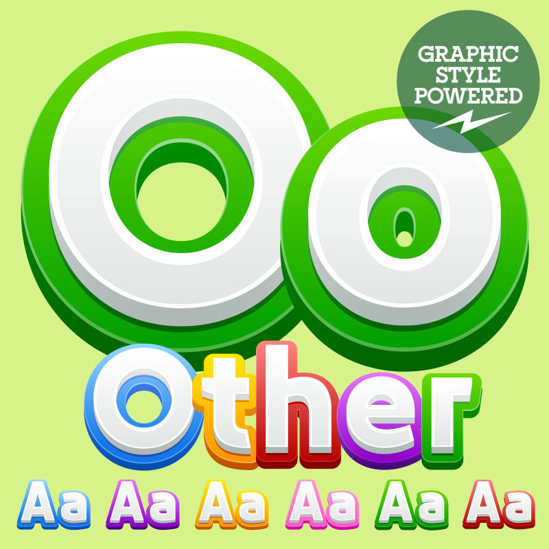 矢量可爱的儿童字母表集-包含不同的图形样式-字母O