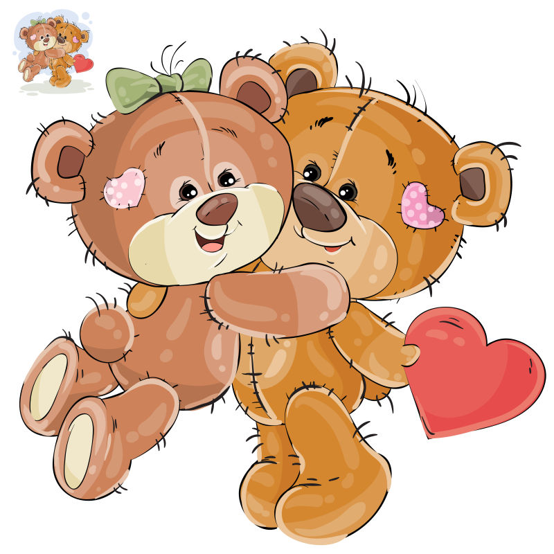 爱病媒的棕色泰迪熊背后藏着一个情人节他的女朋友紧紧地抱住他的脖子