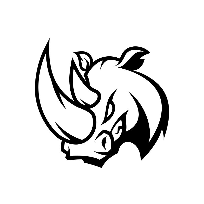 暴怒的犀牛头运动单矢量标识概念孤立在白色背景上-专业团队徽章设计-优质野生动物T恤T恤印花插图