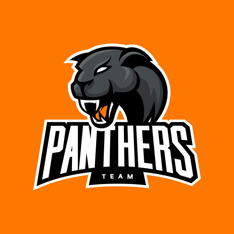 愤怒的豹运动矢量标识概念隔离在橙色背景上-专业团队徽章设计-优质野生动物T恤T恤印花插图