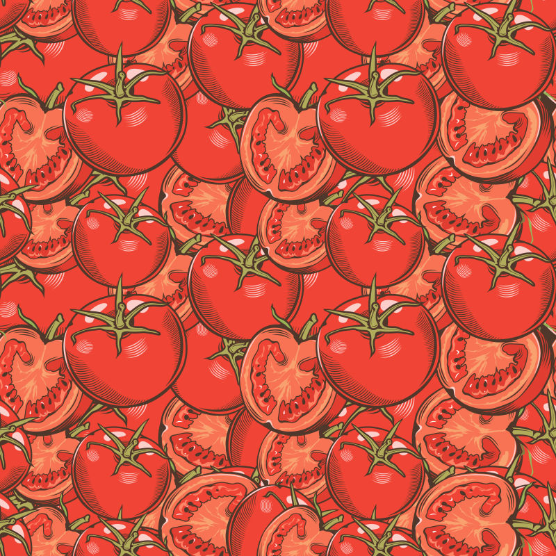 抽象矢量现代手绘番茄元素背景