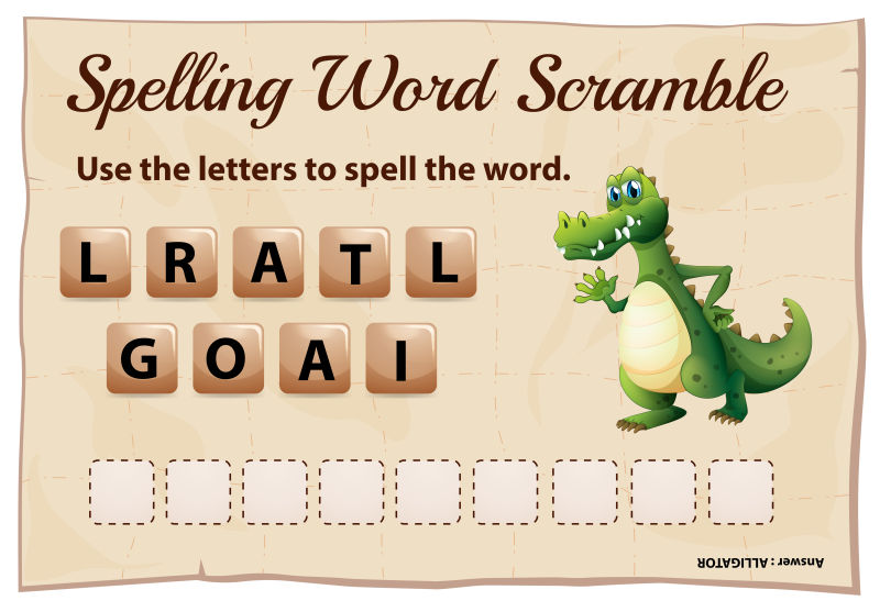 用单词鳄鱼拼写单词游戏模板