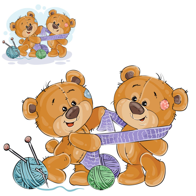 抽象矢量带围巾的泰迪熊插图设计