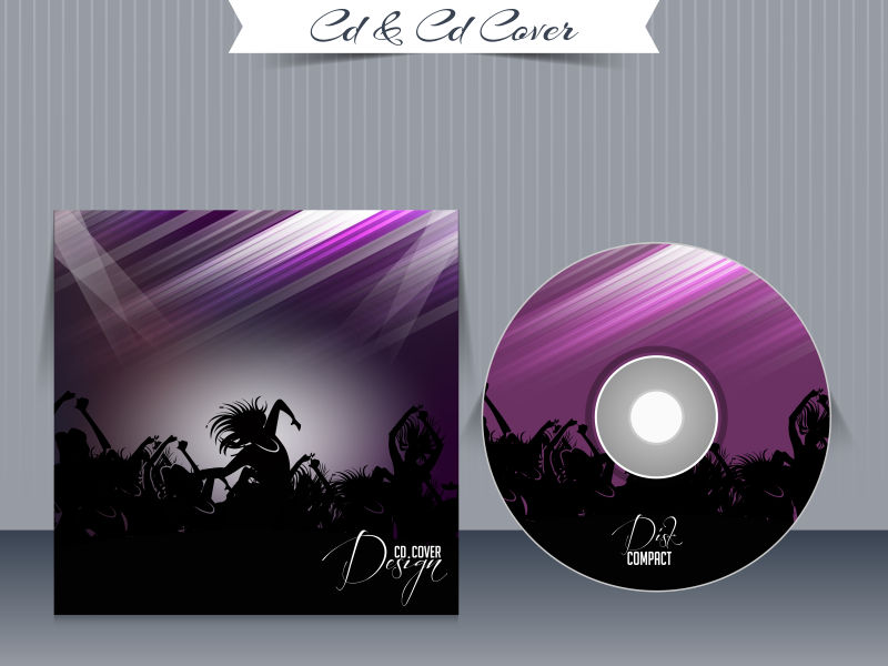 CD封面展示设计模板与复制空间和音乐概念-EPS 10