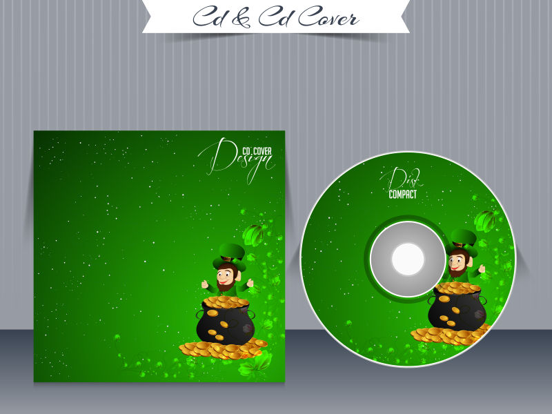 矢量CD封面设计-全球绿色为您的业务-EPS 10-矢量图
