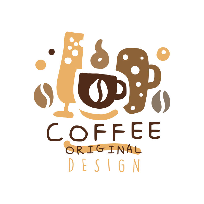 咖啡标签原创设计手绘矢量插图