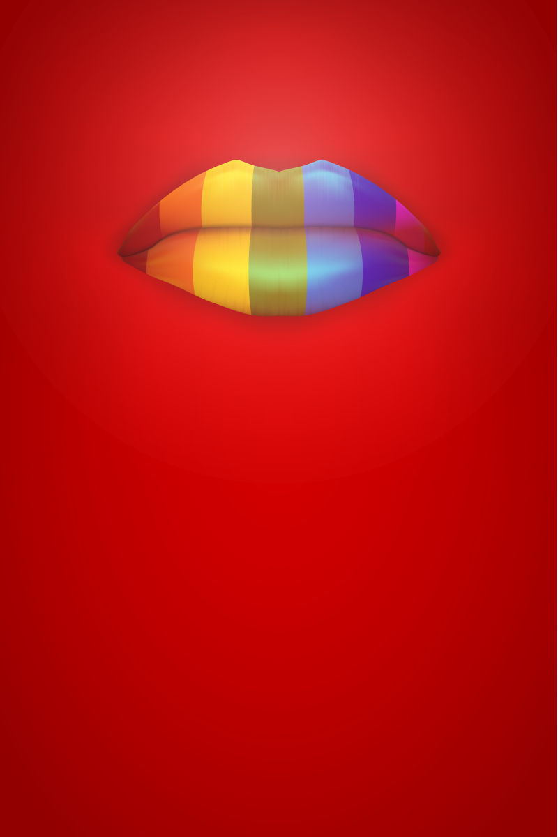 创意矢量彩虹色嘴巴设计插图