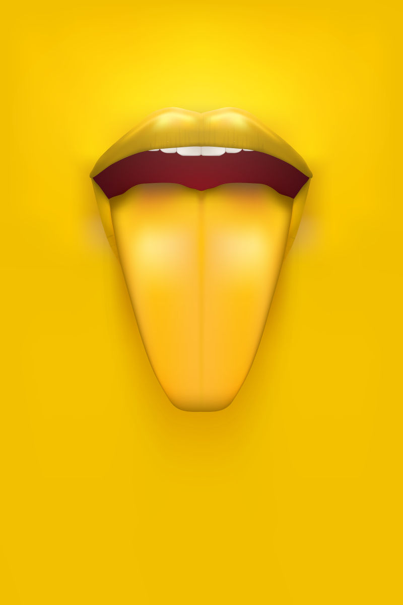 创意矢量性感黄色嘴巴插图设计