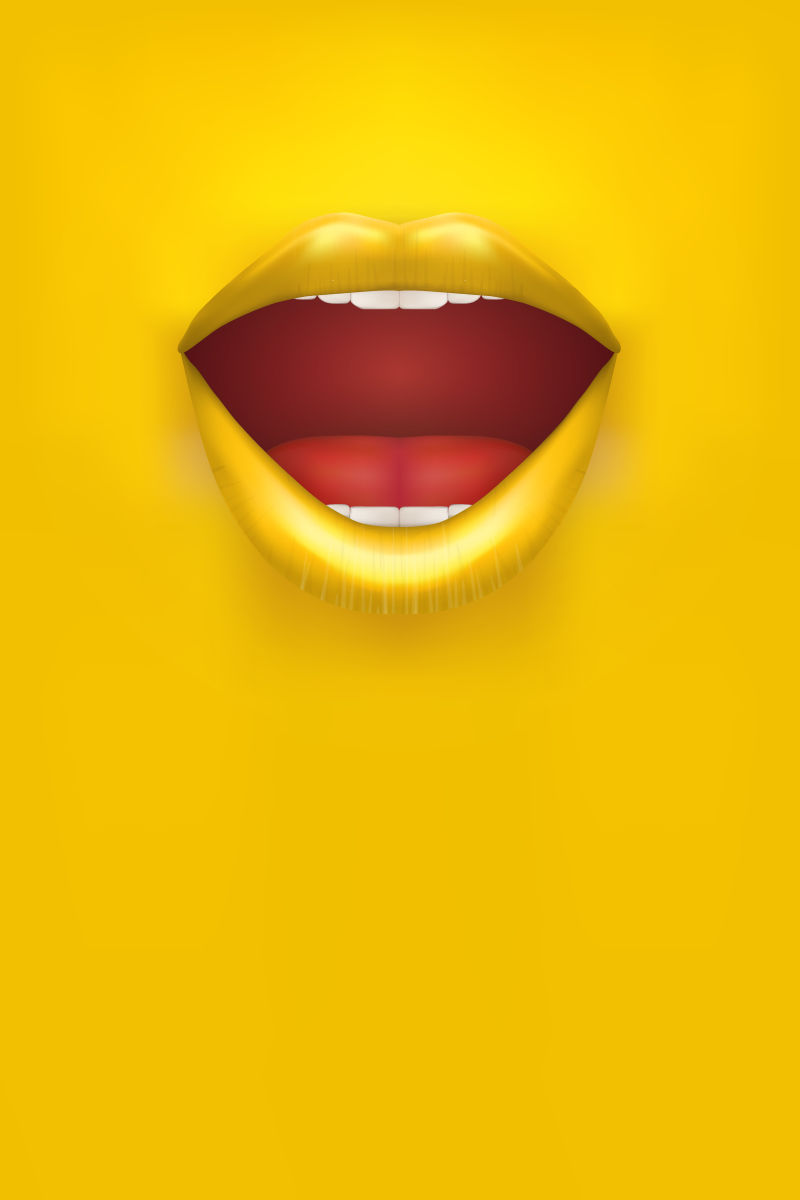 抽象矢量黄色性感嘴唇插图设计