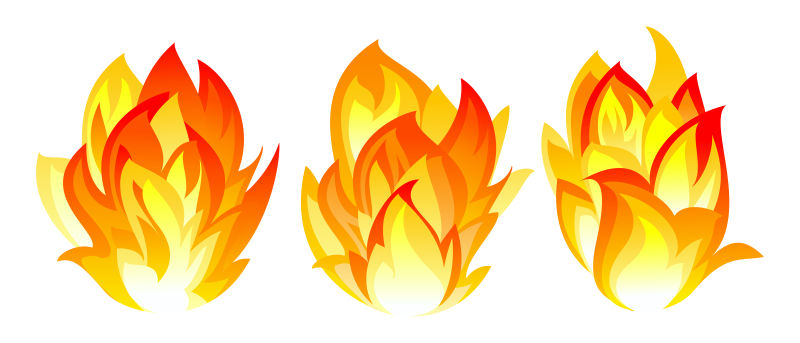 抽象矢量现代燃烧的火焰卡通插图设计