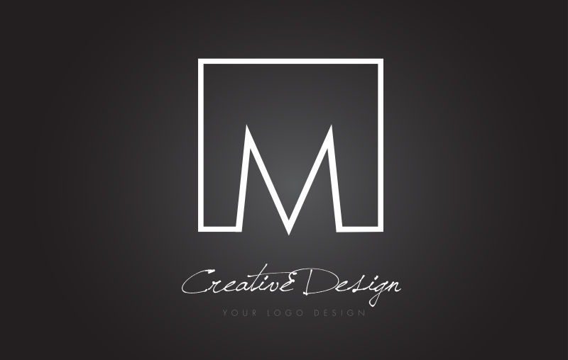创意矢量方框元素的字母m标志设计