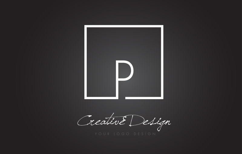 创意矢量方框元素的字母p标志设计