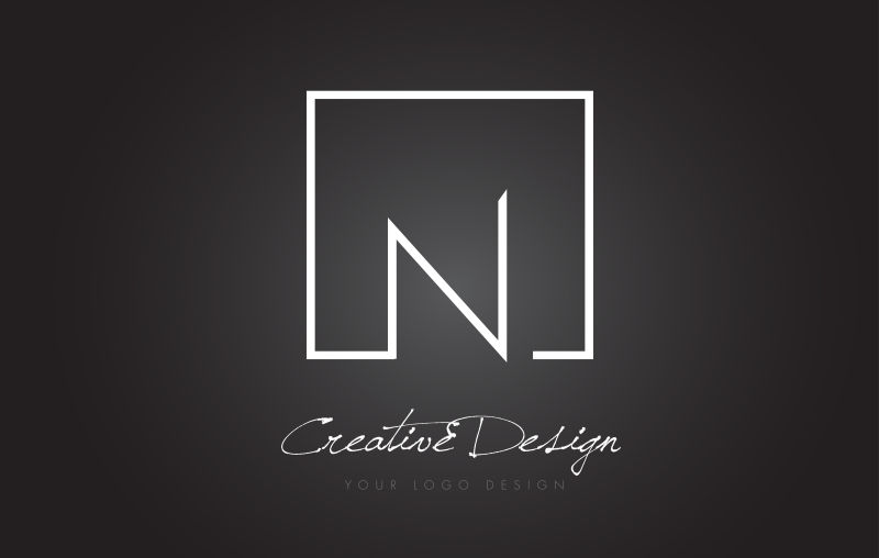 创意矢量方框元素的字母n标志设计