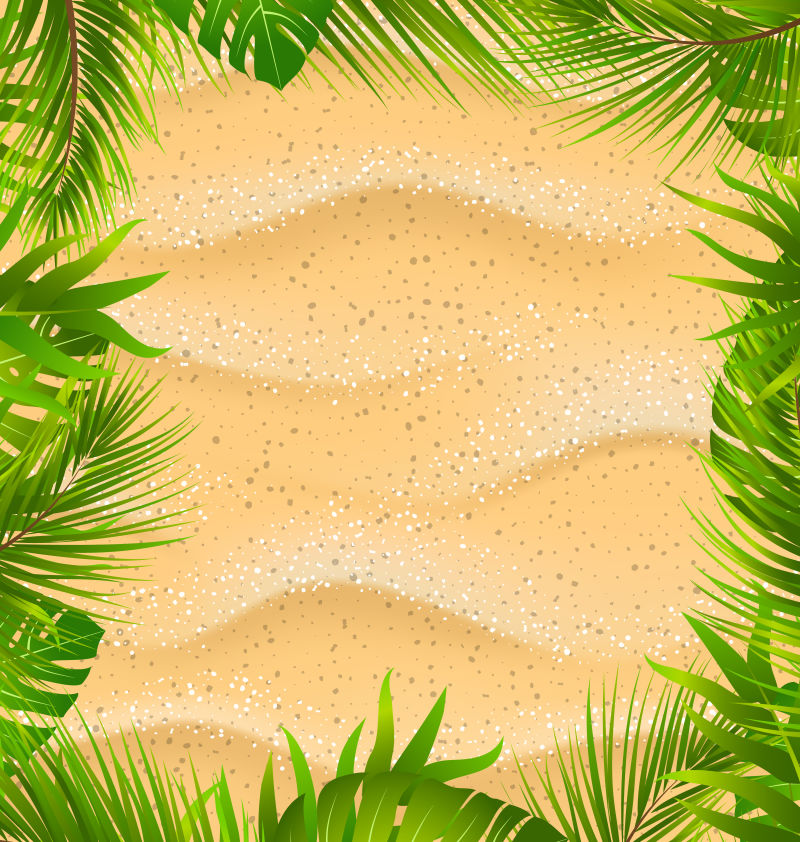用沙质纹理和异国植物描绘美丽的框架